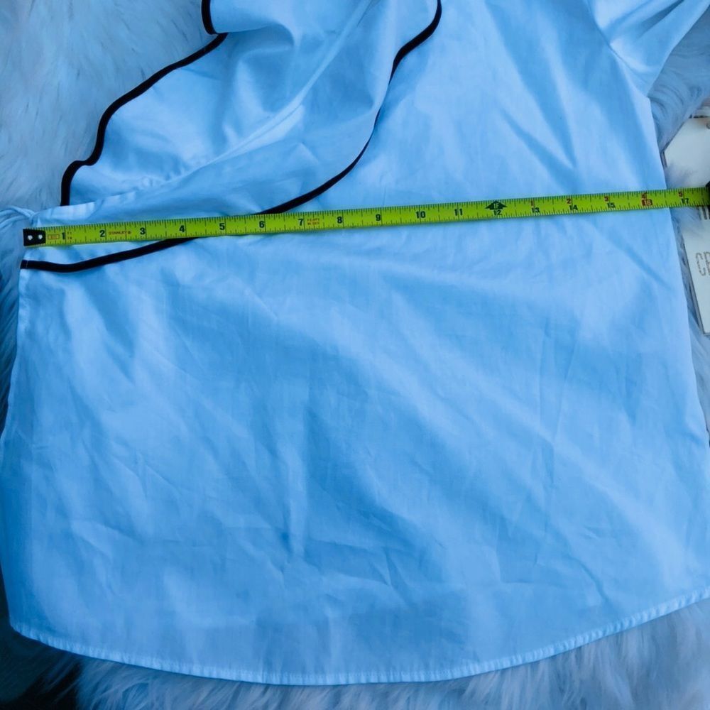 Long-Sleeve Cotton Ruffle Front Draped Blo… - Picture 7 of 8
